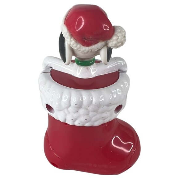 3 Whitmans Peanuts Snoopy Christmas Stocking Figurines Candy Holders Red Green - Picture 7 of 13